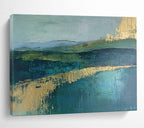 Green and Blue Landscape Abstract Painting with Subtle, Serene Layers ABS473