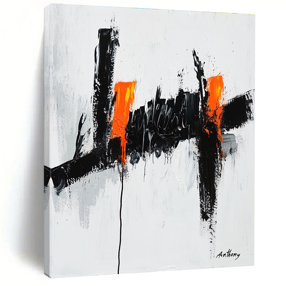 Black and Orange Abstract Painting for Modern Art Galleries GAB0812