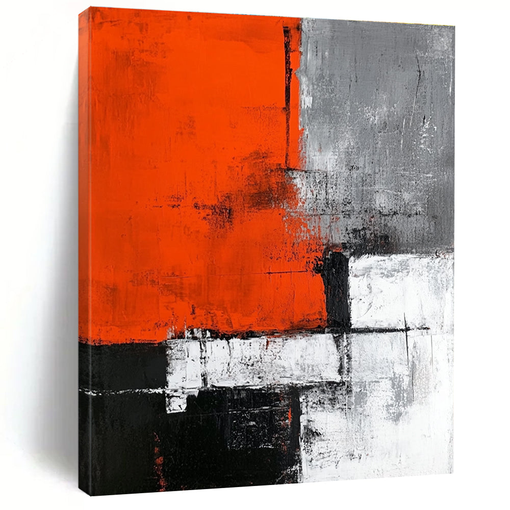 Orange Gray Black Abstract Painting with Bold Shapes WINK660