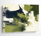 Green, Black and White Abstract Painting with Nature - Inspired Energy ABS407