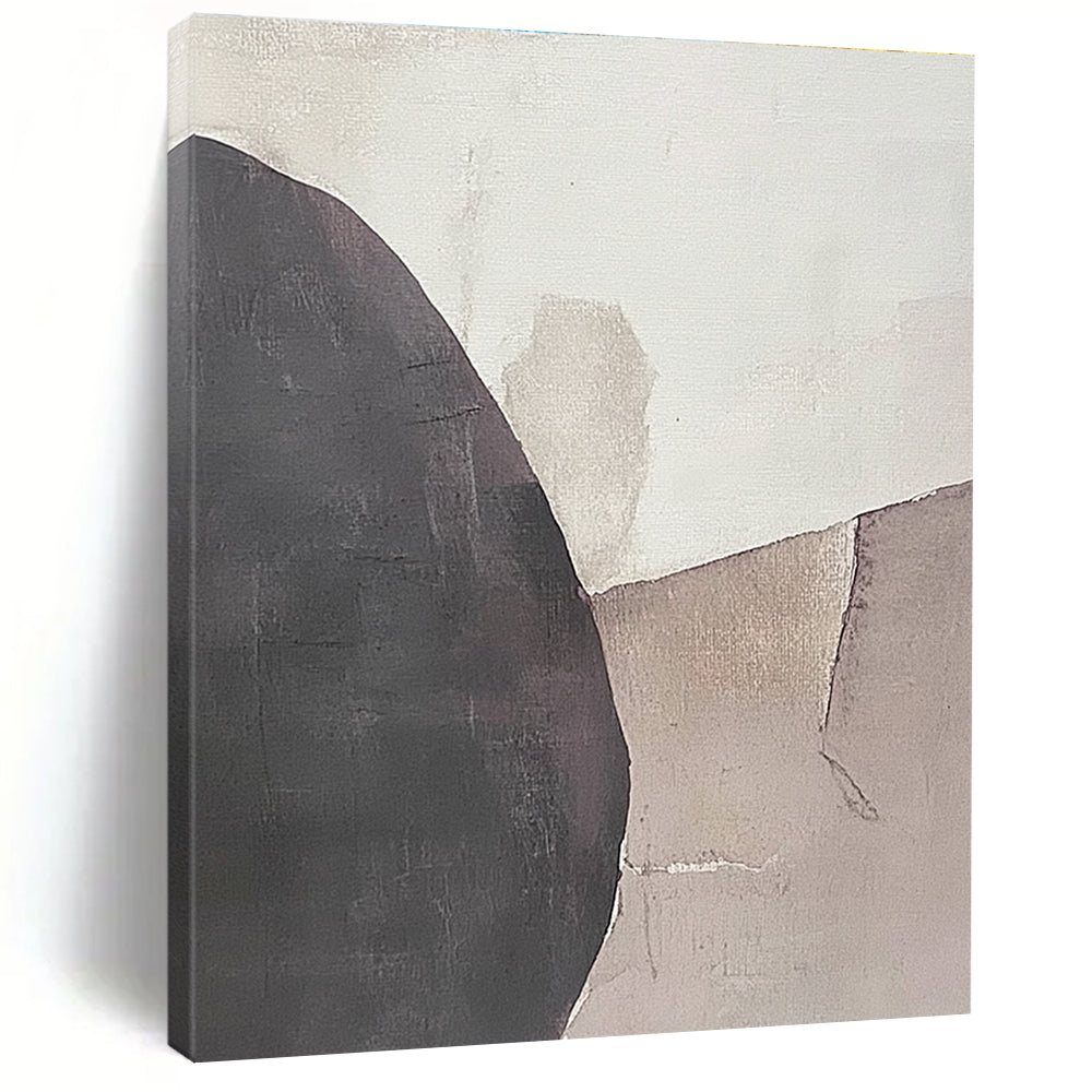 Gray and Beige Abstract Painting with Minimalist Shapes WINK846