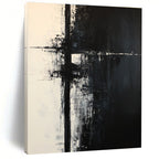 Black and White Cross Abstract Painting for Edgy Office Spaces GAB0837