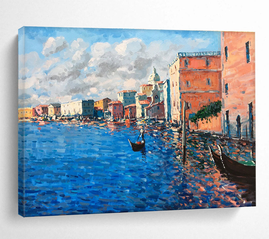 Venice Canal Abstract Painting for Italian Restaurant Private Dining Rooms YHT456