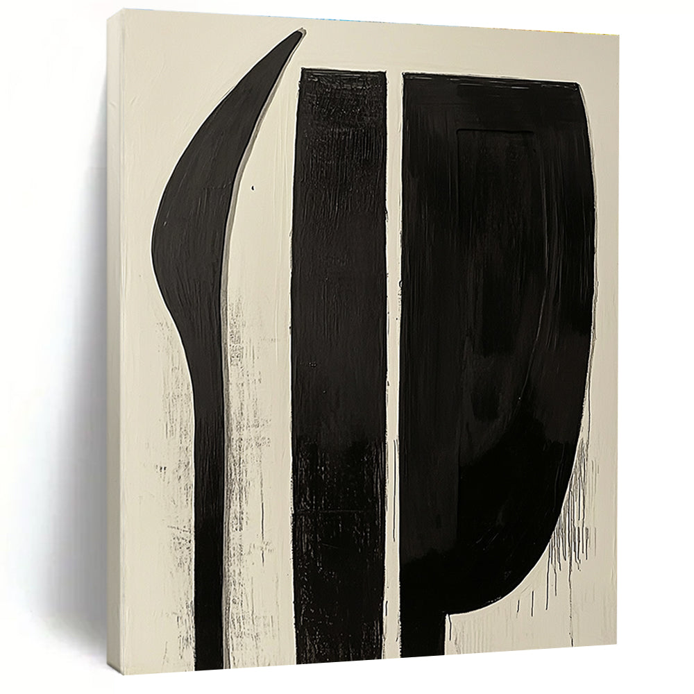 Black and White Shapes Minimalist Graphic Abstract Painting GAB0298