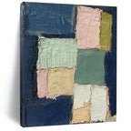 Pastel Patchwork Abstract Painting for Scandinavian - Style Living Rooms HENG013
