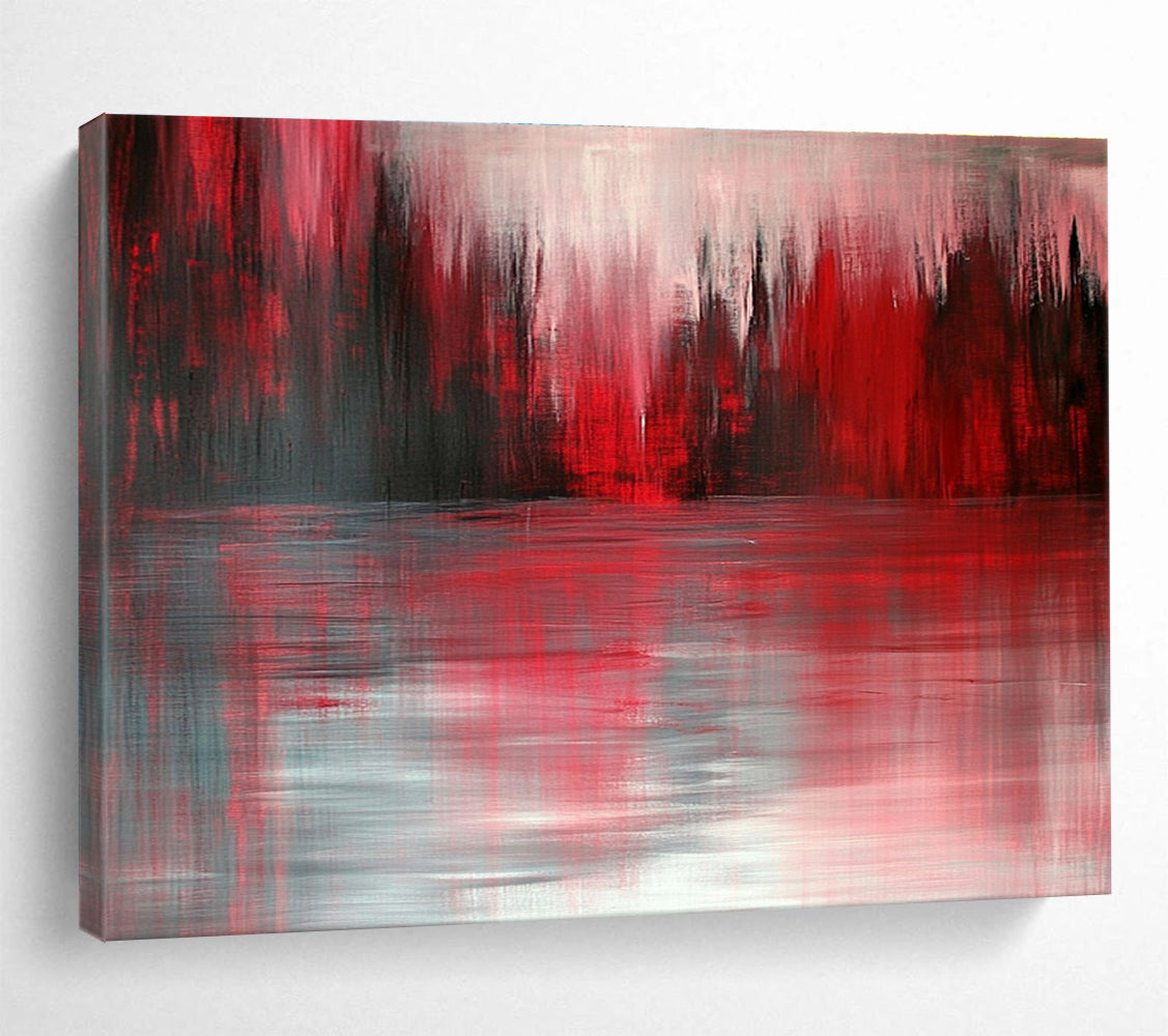 Red and Gray Reflection with Moody Tones Abstract Painting ABS331