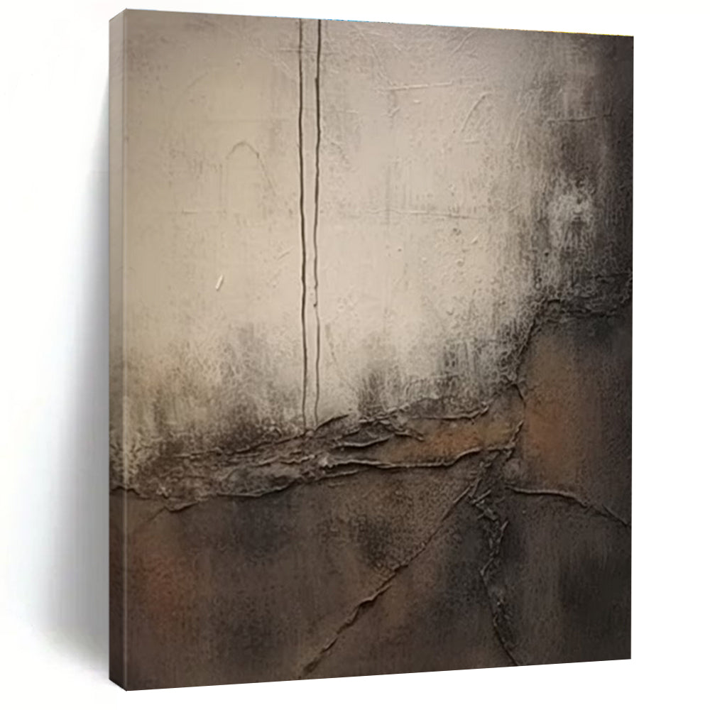 Textured Gray and Brown Industrial - Like Art Abstract Painting for Loft - Style Apartments HENG355