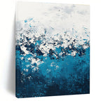 Blue and White Waves Abstract Painting for Coastal Vibes GAB0712
