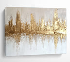 Subtle Golden Skyline with Textured Layers Abstract Painting ABS312