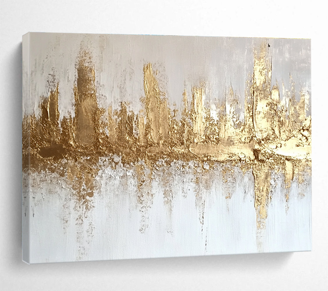 Subtle Golden Skyline with Textured Layers Abstract Painting ABS312