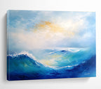 Blue Wave Abstract Painting with Expressive Brushstrokes ABS279