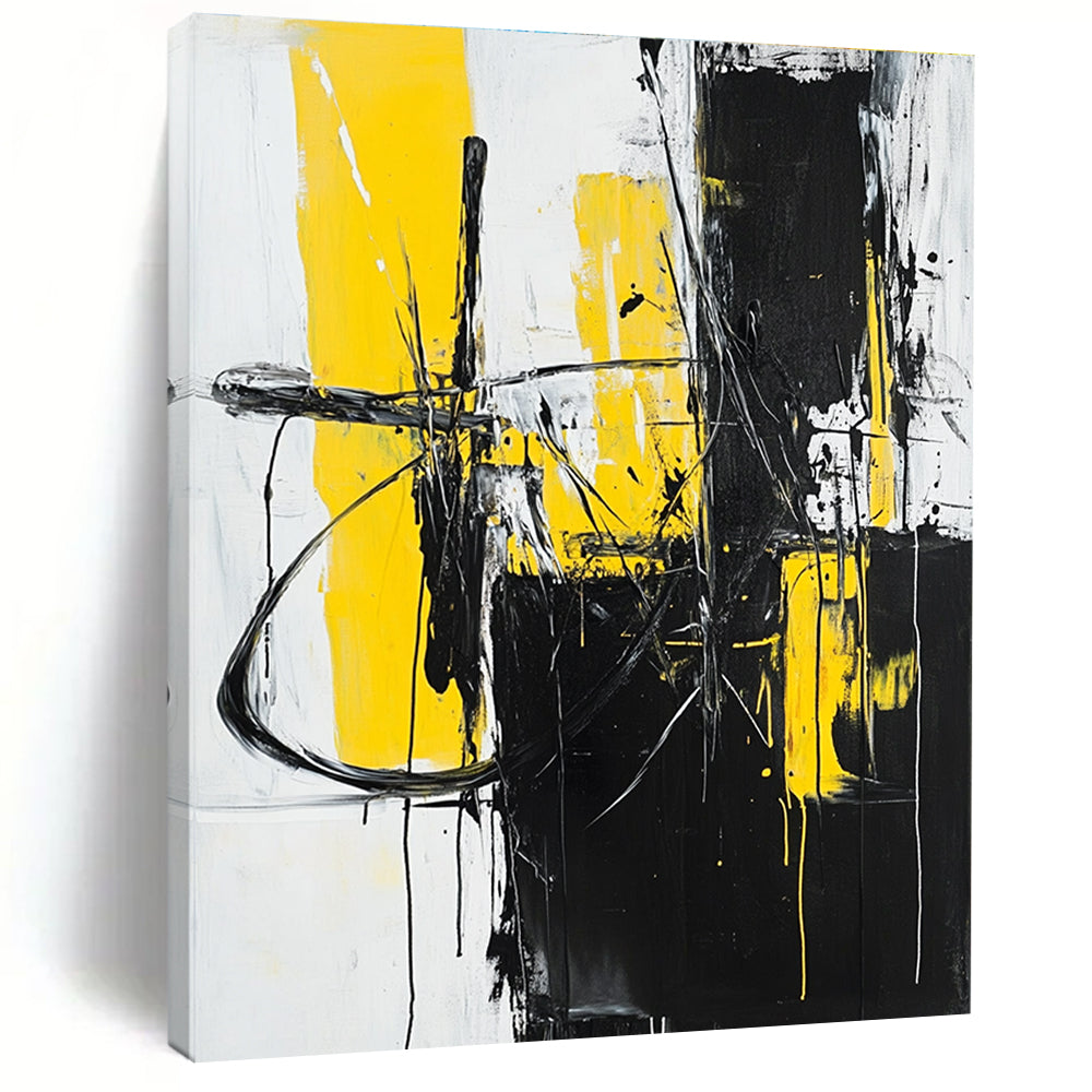 Yellow Black Abstract - Dynamic Color - Block Abstract Painting GAB0650