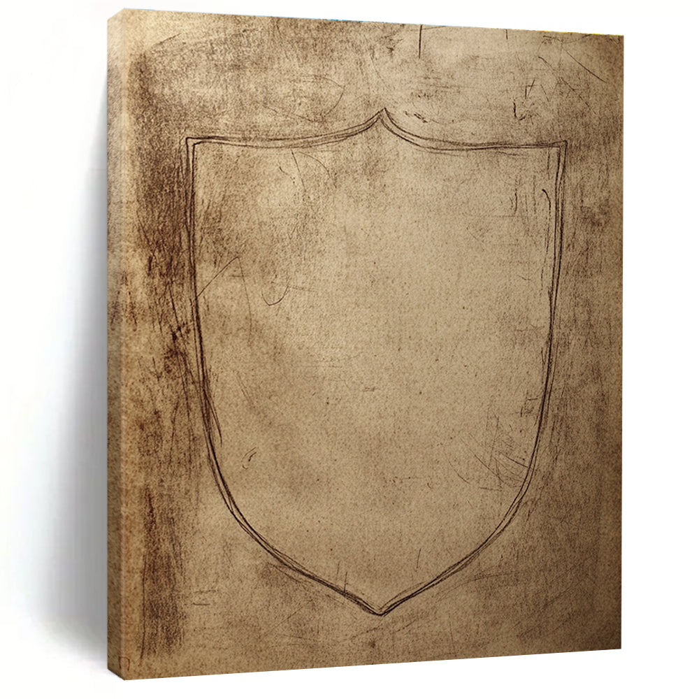 Shield Sketch Abstract Painting of Medieval Symbol GAB0121