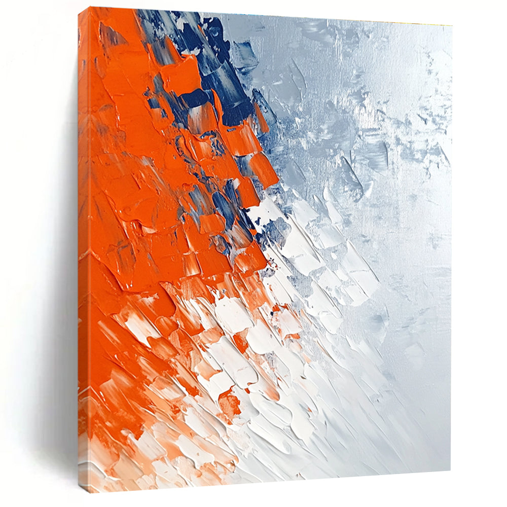 Textured Orange - Blue Abstract Painting with Dynamic Layers WINK495