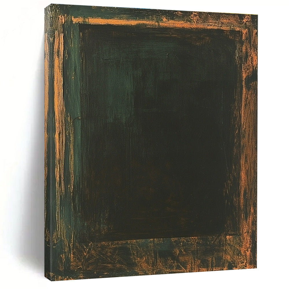 Framed Dark Rectangle Abstract Painting with Mysterious Allure WINK089
