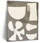 White Shapes on Gray Playful Abstract Painting for Creative Spaces GAB1539