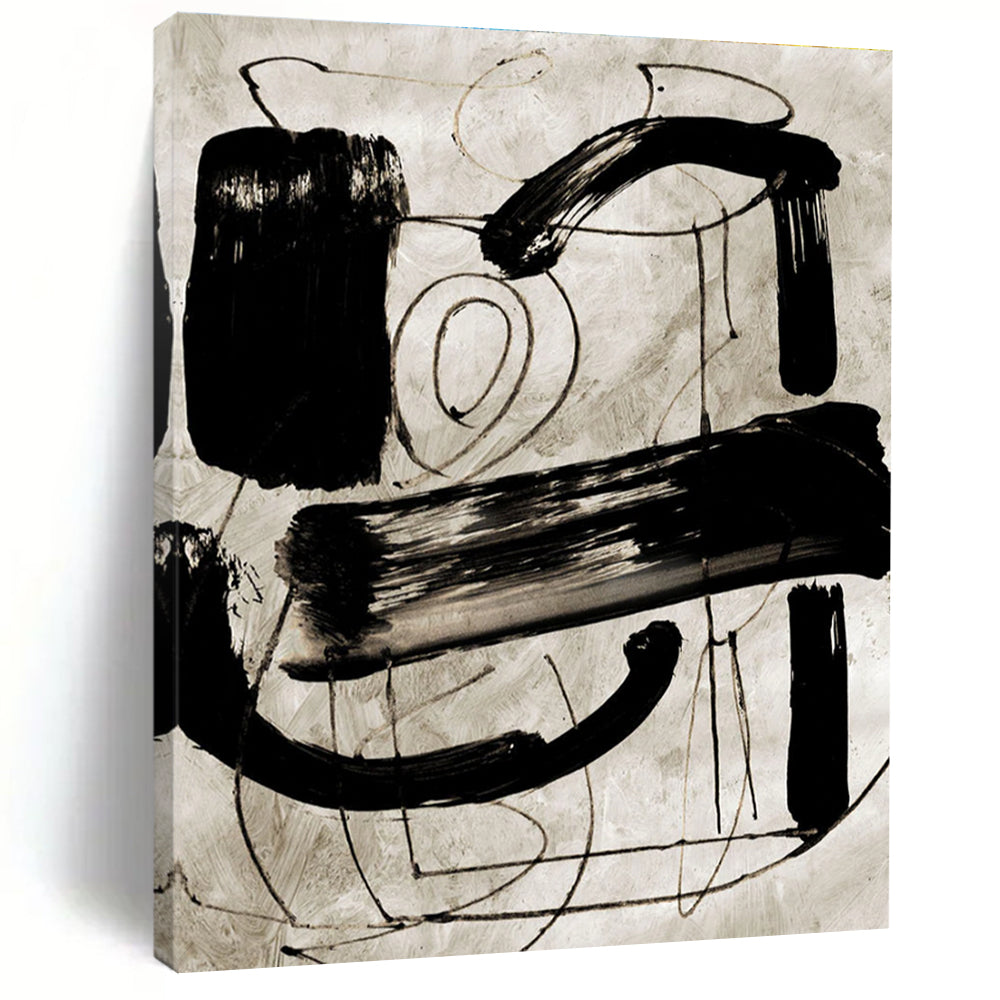 Expressive Black - White Abstract Painting for Edgy Urban Studios HENG169