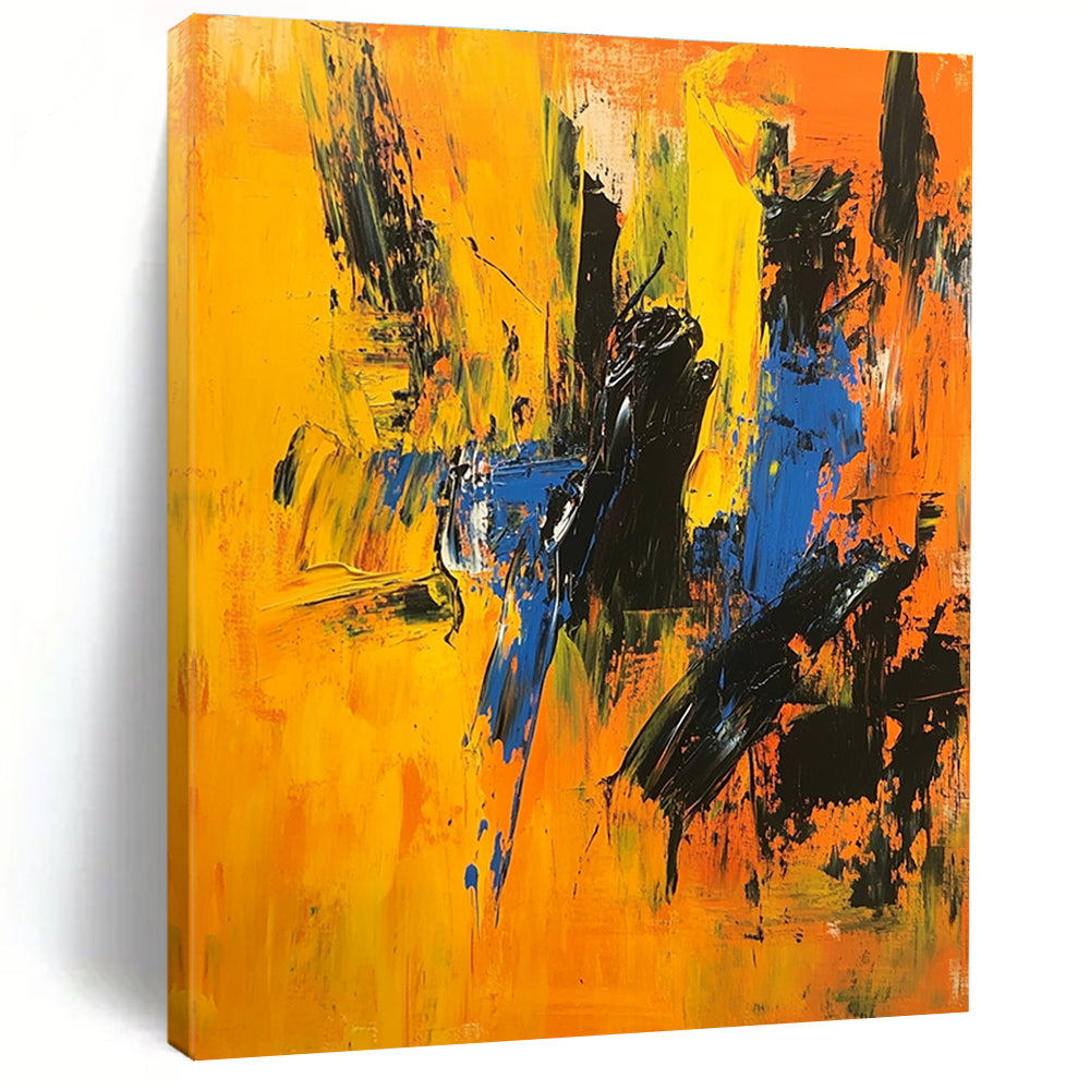 Vivid Yellow Blue Abstract Painting with Dynamic Energy WINK710