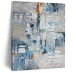 Blue and Gray Abstract Painting for Coastal Home Studies HENG028