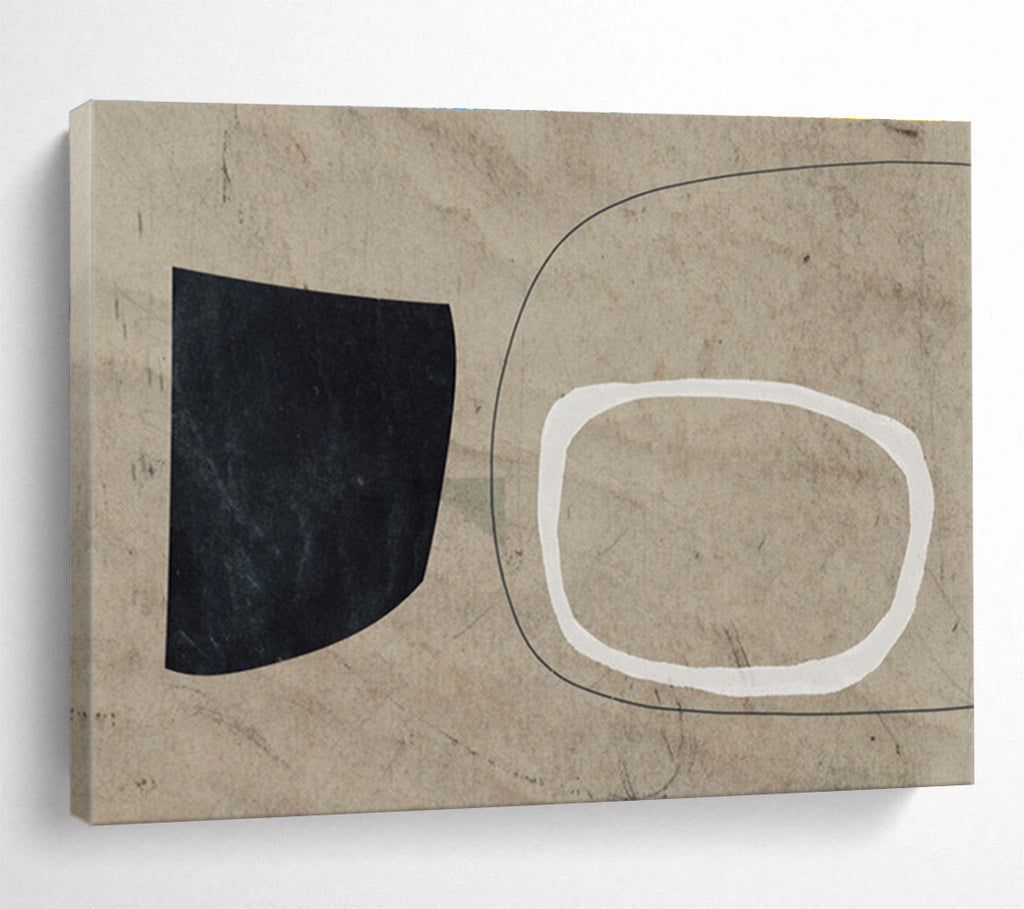 Black - White - Beige Abstract Painting for Timeless Interiors YHT113