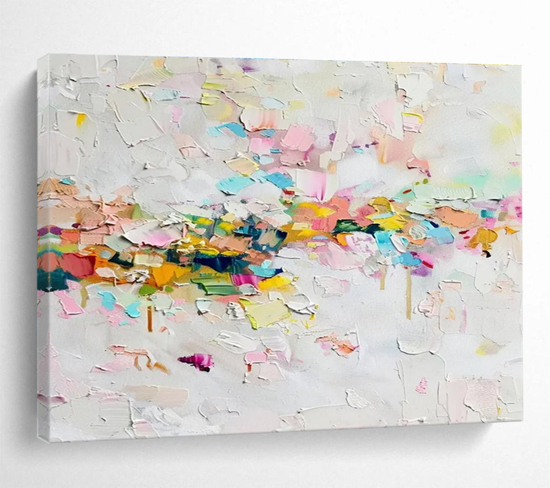 Colorful Abstract Patchwork Painting for Lively Spaces YHT043