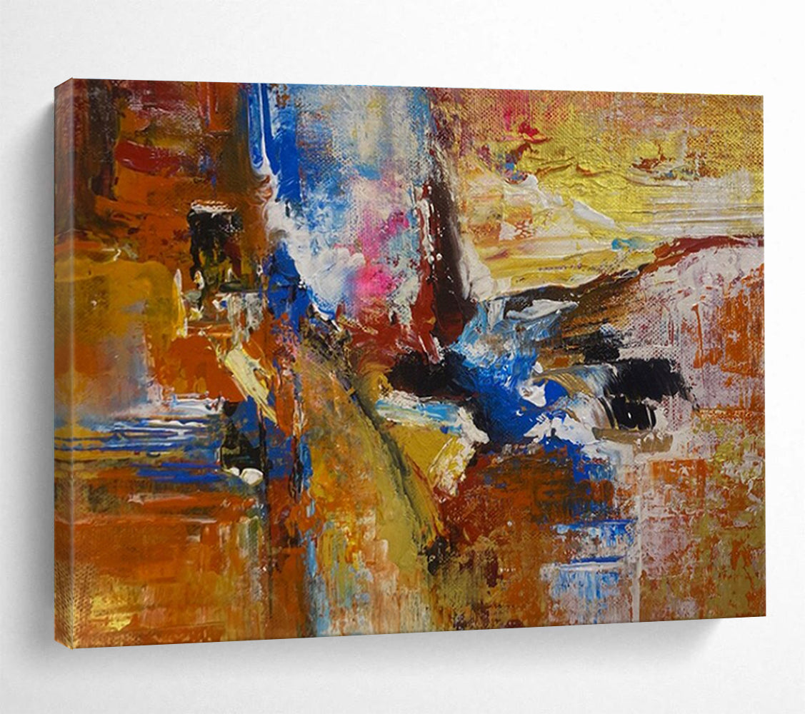 Orange - Blue - Gold Abstract Painting for Vibrant Creative Studios YHT385