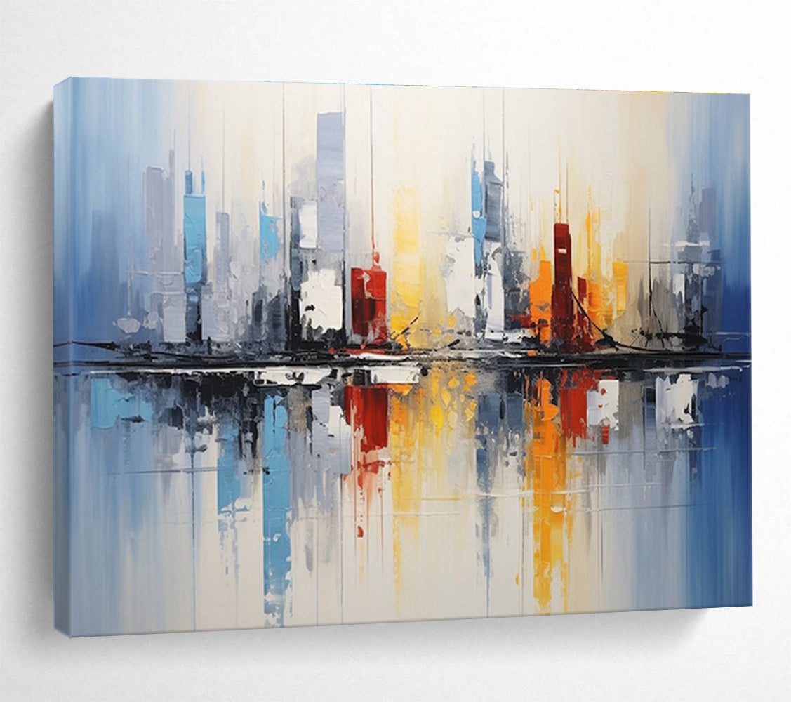 City Reflection Abstract Painting for Modern Office Spaces YHT170