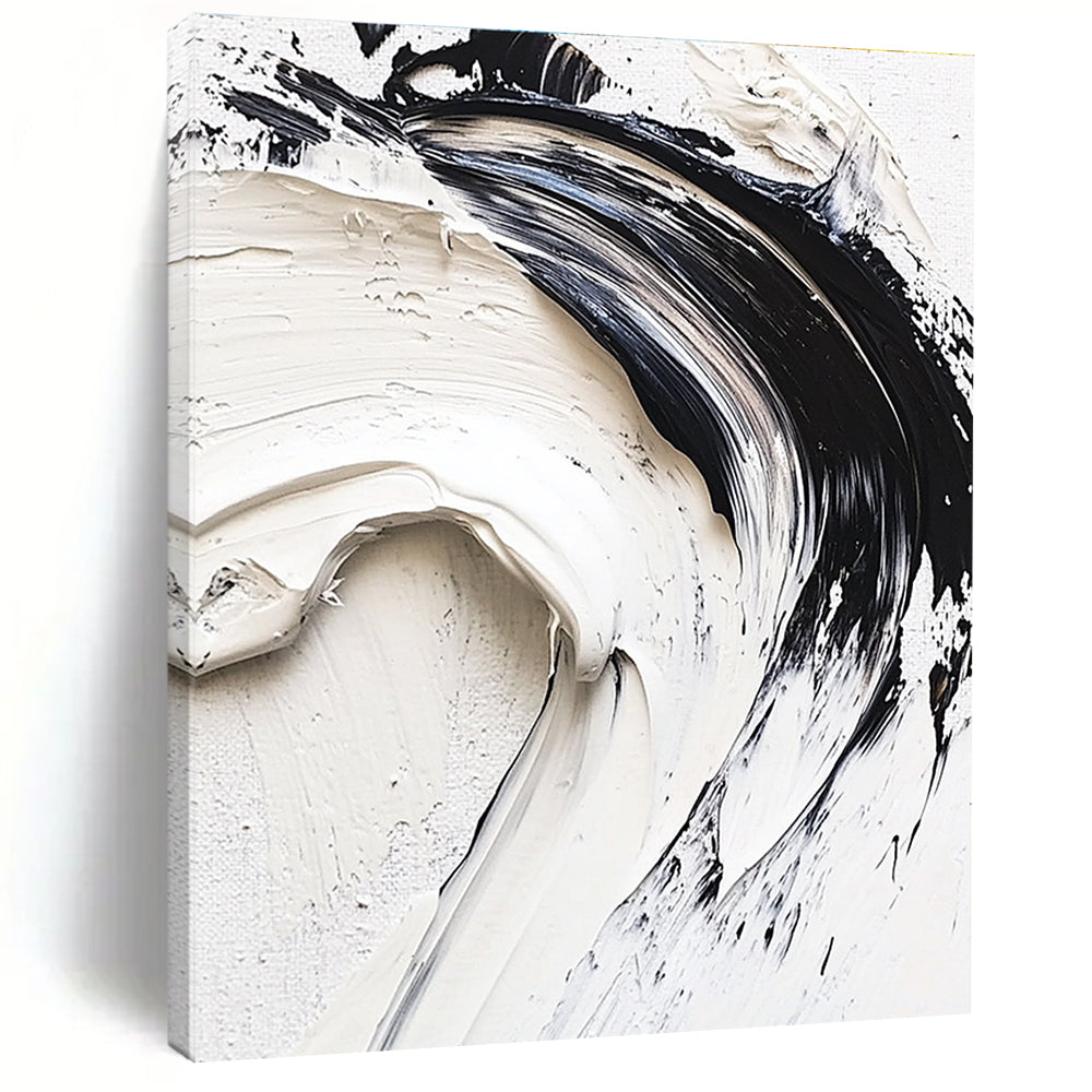 Black White Textured Abstract Painting with Bold Simplicity WINK737