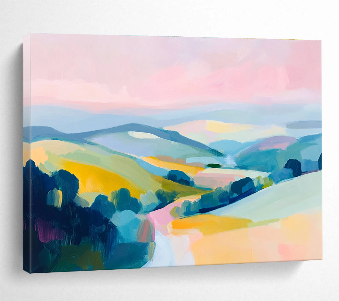 Pastel Mountain Landscape Abstract Painting with Soft Hues ABS288