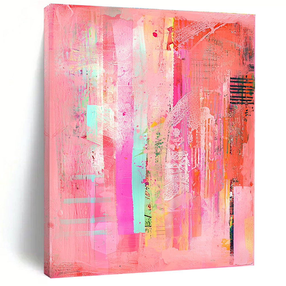 Mixed Media Pink Art Eclectic Abstract Painting GAB0317