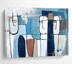 Abstract Face Figures with Geometric Lines Abstract Painting ABS348