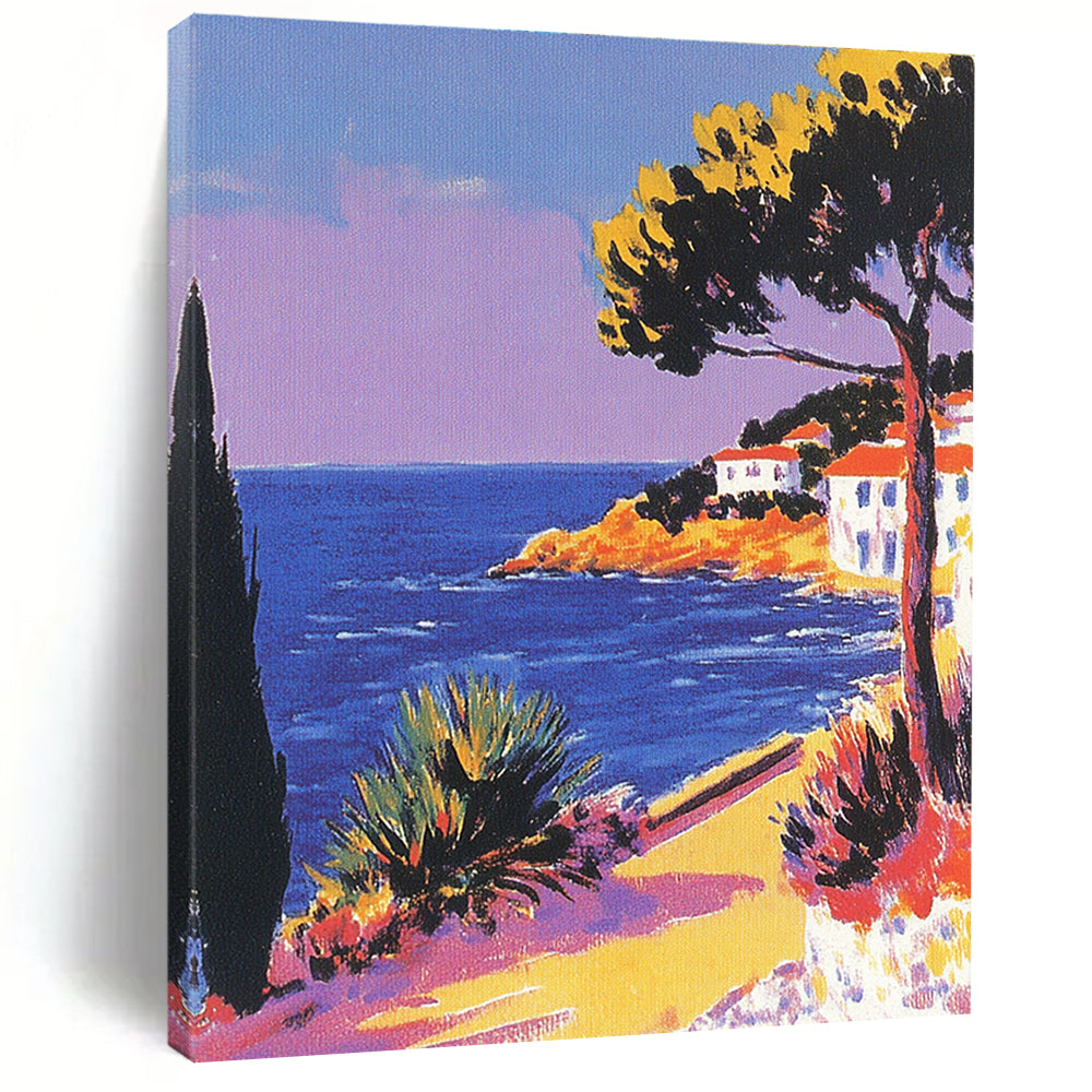 Coastal Path with Houses - Bold Colorist Seascape Art GAB0389