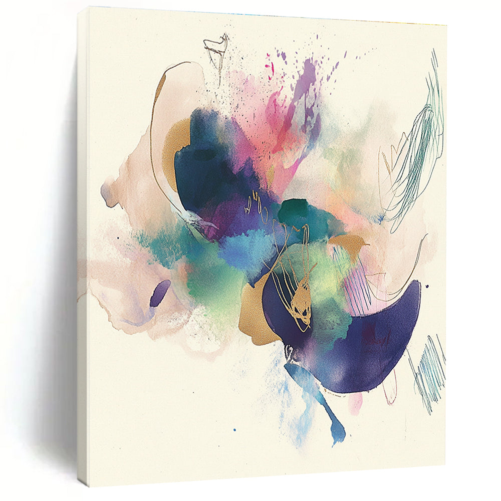 Vibrant Abstract with Gold Abstract Painting with Lively Sophistication WINK276