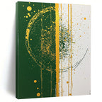 Green and Gold Splatter Bold Abstract Painting GAB0332