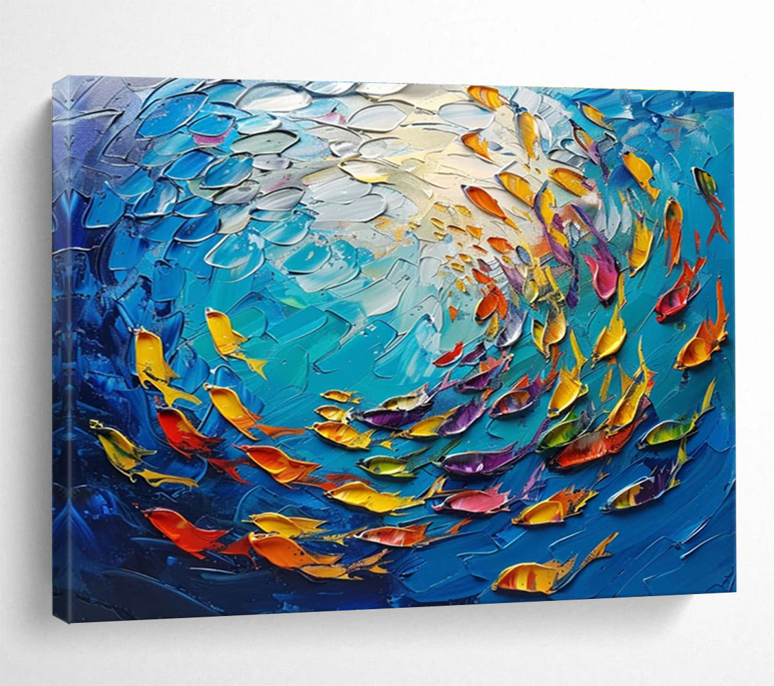 Colorful Fish Abstract Painting for Nautical - Themed Restaurants YHT199