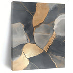 Gold and Gray Stones Abstract Painting for Luxury Office Lobbies GAB1344