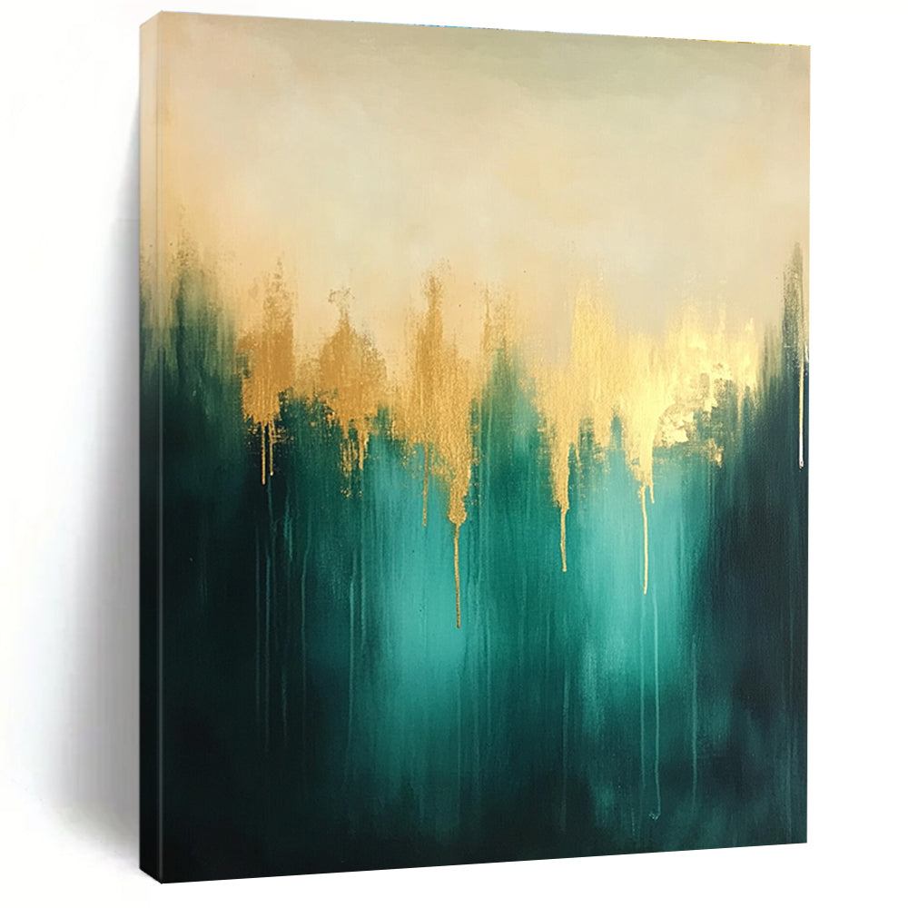 Blue Green Gold Abstract Painting with Ethereal Beauty WINK551
