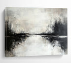 Gray - White Abstract Lake Reflection Painting ABS217