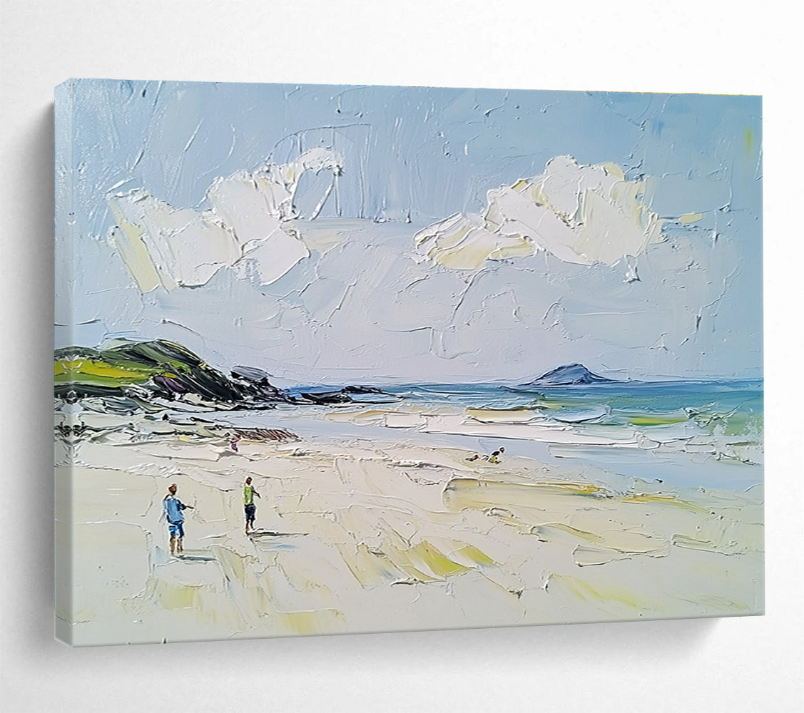 Beach Scene with Figures Abstract Painting with Casual Charm ABS596