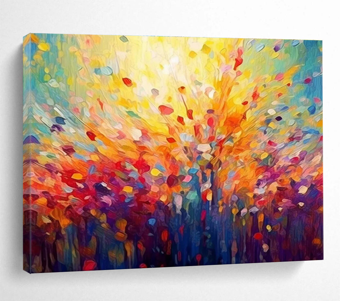 Colorful Tree Abstract Painting for Vibrant Living Rooms YHT290
