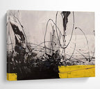 Black - White - Yellow Abstract Painting for Dramatic Spaces YHT008