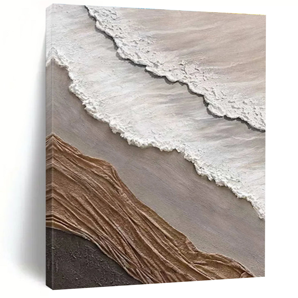 Layered Textile - Like Abstract in Neutral Tones Painting for Eclectic Interiors HENG344