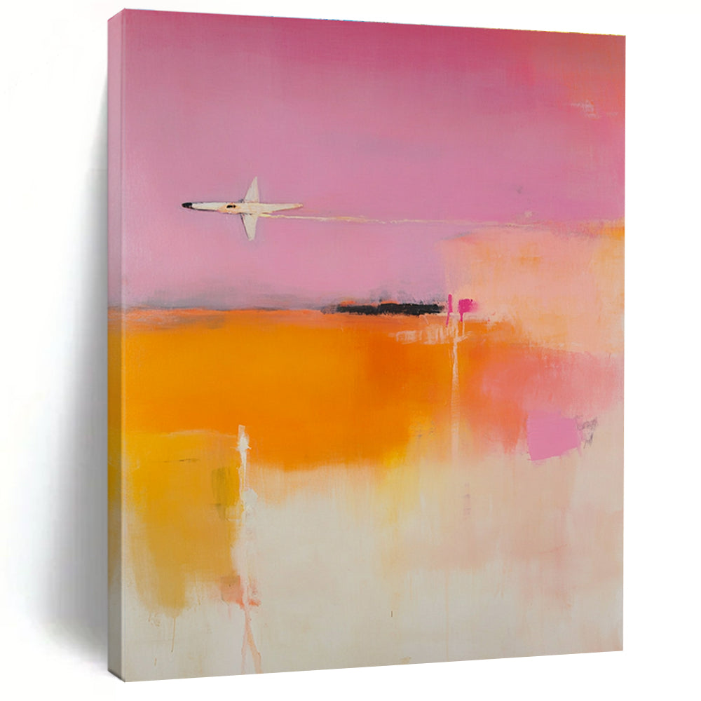Abstract Plane in Pink Sky Painting for Aviation - Themed Home Offices GAB1221