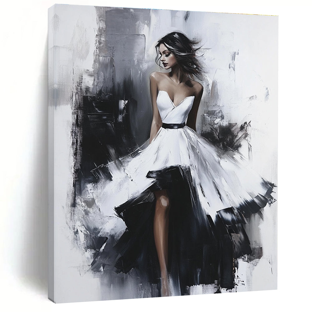 Elegant Woman in Dress Figurative Abstract Painting for Glamorous Interiors GAB1409