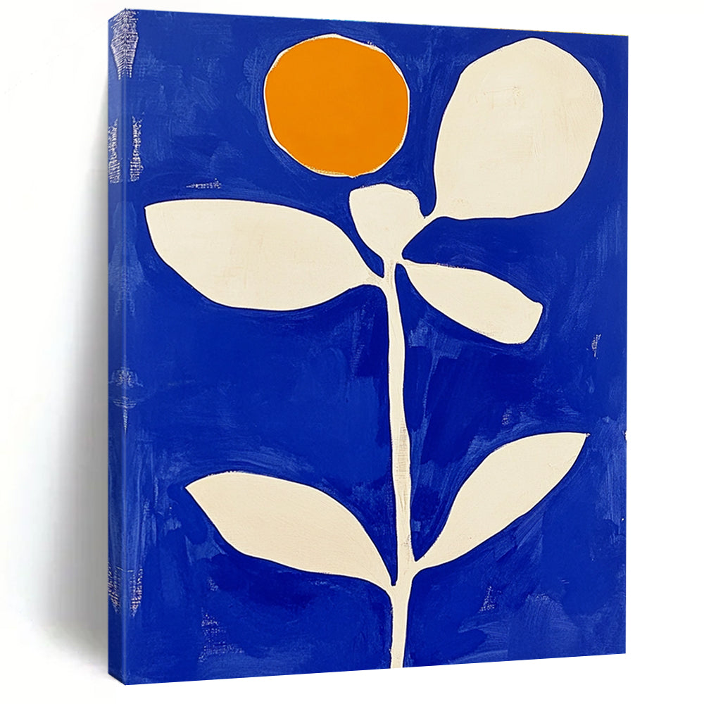 Minimalist Blue and White Flower Abstract Painting GAB0039