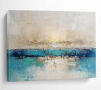 Textured Sea and Sky Abstract Painting with Layered, Coastal Calm ABS491