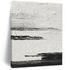 Black and White Textured Horizontal Layers Abstract Painting for Minimalist Bedrooms HENG369