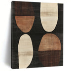 Brown and Black Oval Abstract Painting with Geometric Forms WINK840