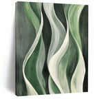 Green and White Flowing Forms Abstract Painting with Organic Grace WINK241