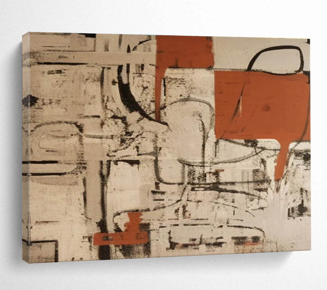 Red - Grey Abstract Painting for Bold Statements YHT098